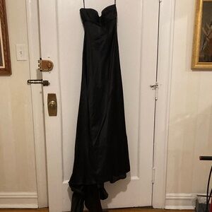 Calvin Klein couture silk bustier gown with train.